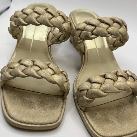 New Dolce Vita Women's Light Gold Metallic Stella Suede Heels Size 8.5 MSRP $125 - Picture 3 of 10